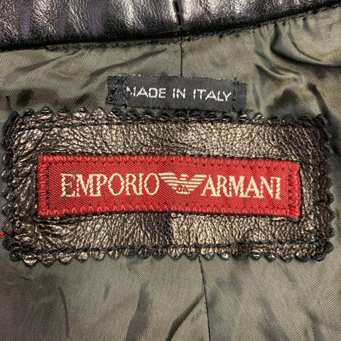 EMPORIO ARMANI Size 34 Black Lambskin Leather Casual Pants