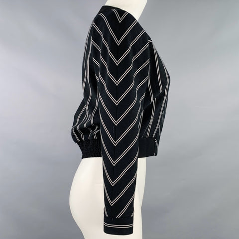 PALLANT Size 6 Black White Virgin Wool Stripe Zip Up Jacket Blazer