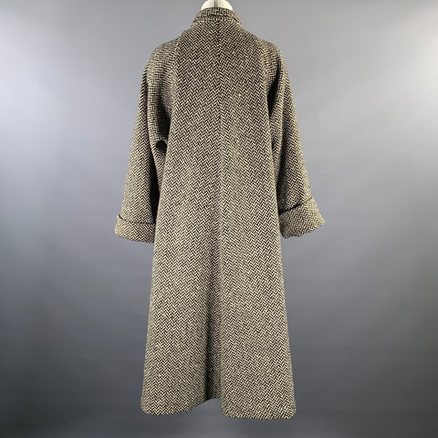 NEIMAN MARCUS Size M Black White Herringbone Notch Lapel Coat