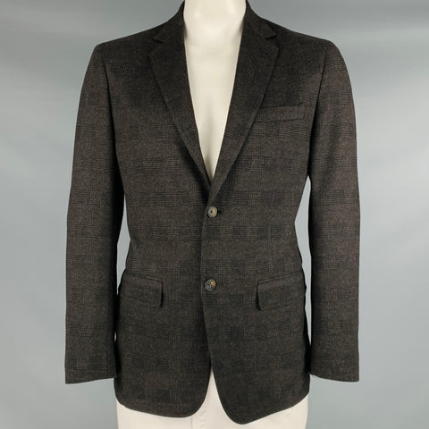 SOFT CLOTH Size 42 Brown Black Glenplaid Viscose Blend Sport Coat