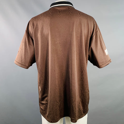 MARTINE ROSE Size XL Brown Multi Color Print Polyester Jersey Polo