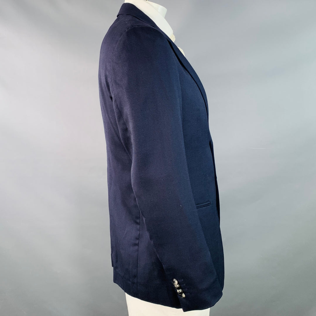 GIORGIO ARMANI Size 44 Regular Navy Virgin Wool Silk Blend Sport Coat