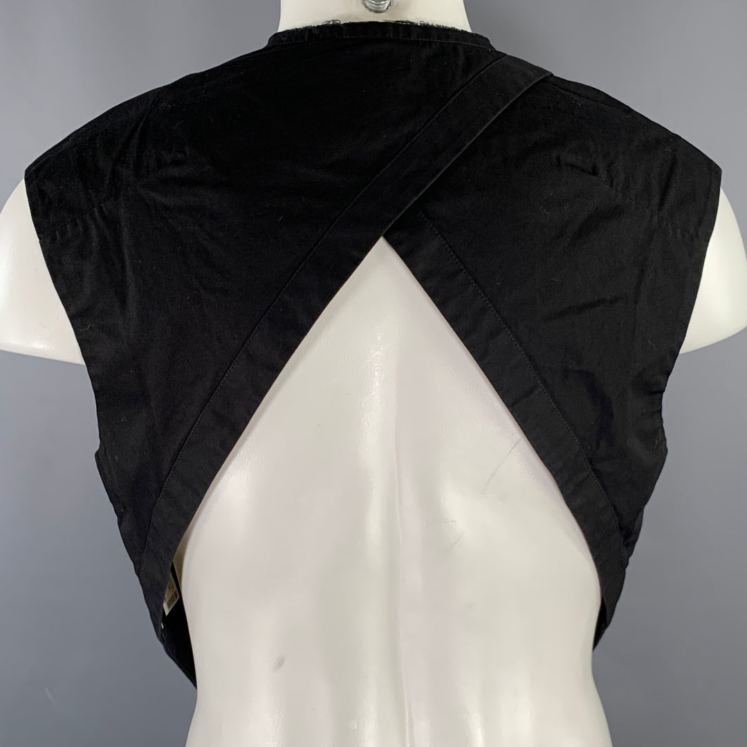 K.NGSLEY Size M Black Abstract Cotton Raw edge Vest (Indoor)