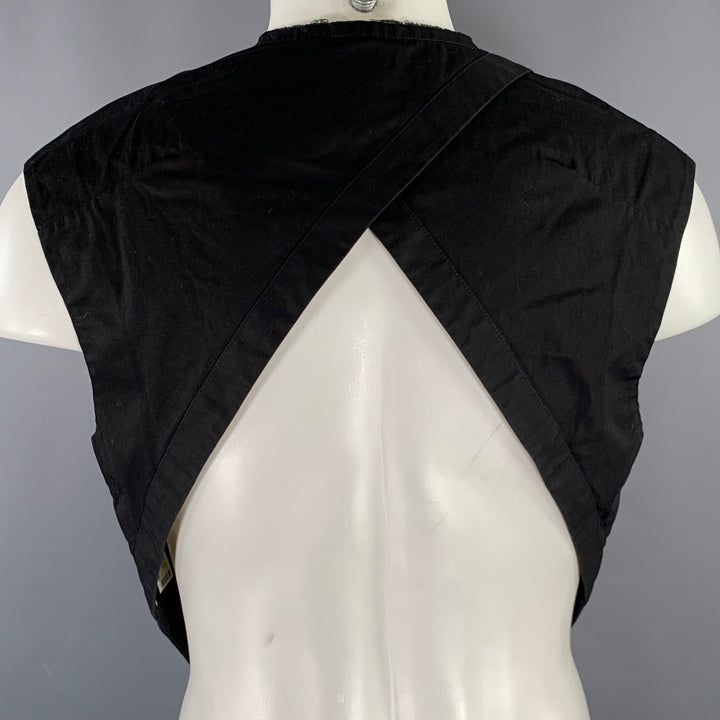 K.NGSLEY Size M Black Abstract Cotton Raw edge Vest (Indoor)