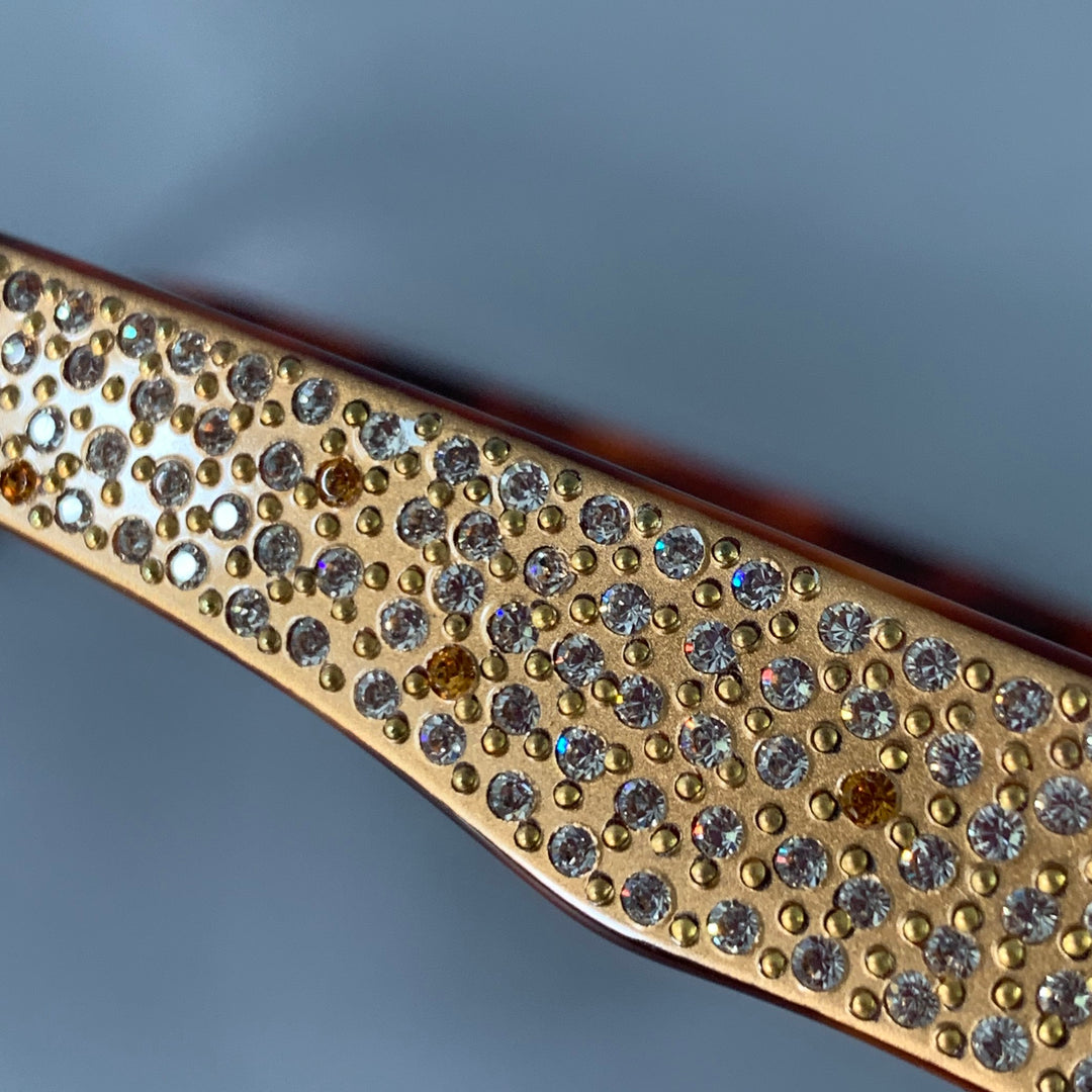 DIANE CAPT Gold Tortoiseshell Acetate Rhinestones Sunglasses