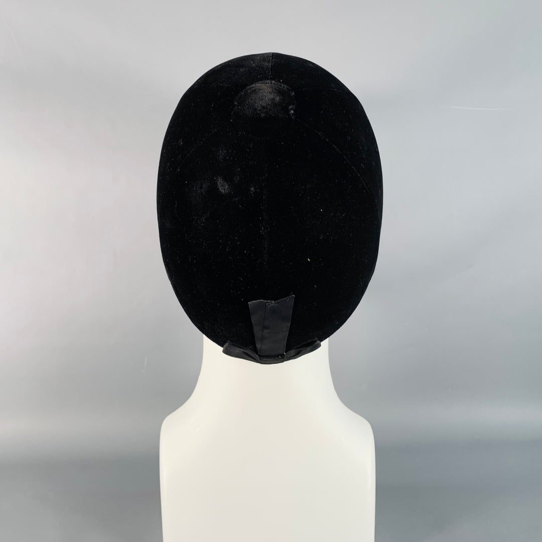 INTERNATIONAL Black Tan Velvet Leather Riding Helmet Hat