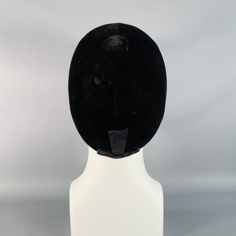 INTERNATIONAL Black Tan Velvet Leather Riding Helmet Hat
