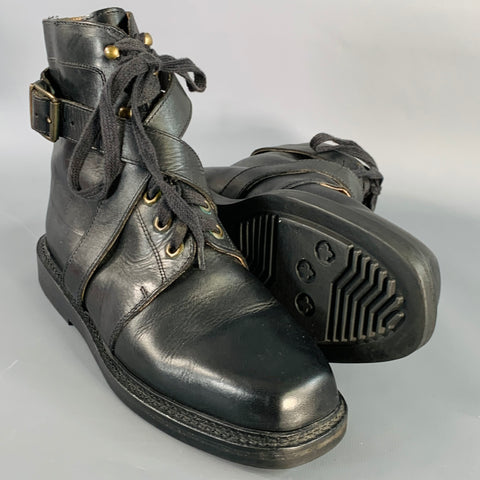 POLO by RALPH LAUREN Size 9.5 Black Gold Leather Buckle Boots