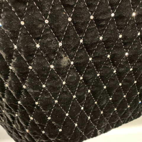 GUCCI Size 6 Black Silver Velvet Crystal Quilted Side Zipper Knee Length Skirt