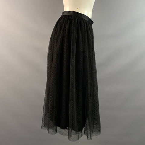 NEEDLE AND THREAD Size 4 Black Polyester Spotted Midi Skirt