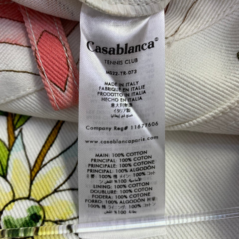 CASABLANCA Size 34 Ping Pong Fleurie White Multi Color Floral Cotton Flared Jean Cut Casual Pants