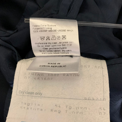 CALVIN KLEIN Size 44 Navy Wool Peak Lapel 3 Piece Tuxedo