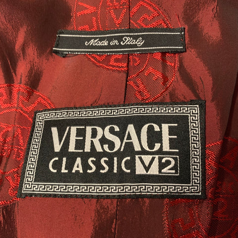 VERSACE CLASSIC Chest Size 42 Red Yellow Geometric Cotton Viscose Vest