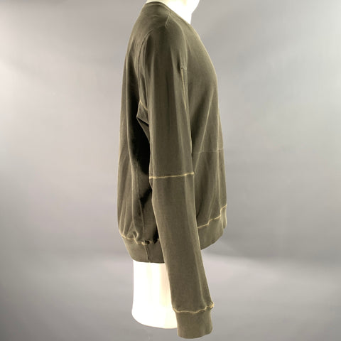 ACRONYM Size L Grey Olive Wash Cotton Crew-Neck Sweatshirt