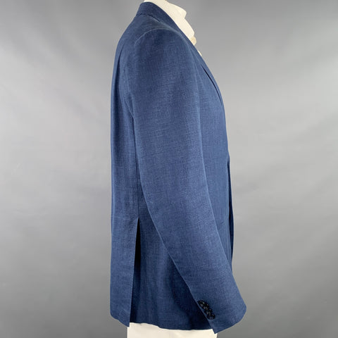 SARTORIO Veste de sport croisée en mélange de soie bleue, taille 44