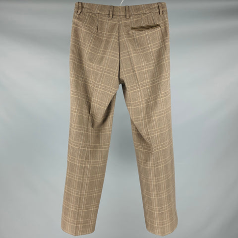 MARTIN MARGIELA Size 30 Taupe Plaid Cotton Blend Button Fly Dress Pants