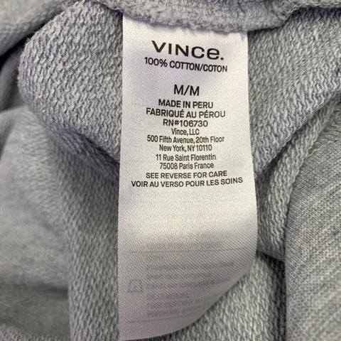 VINCE Size M Grey Heather Cotton Hooded Sweatshirt