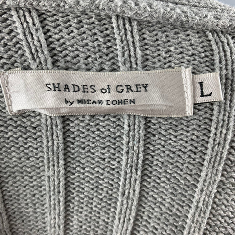 SHADES OF GREY Size L Grey Knit Cotton Shawl Collar Sweater