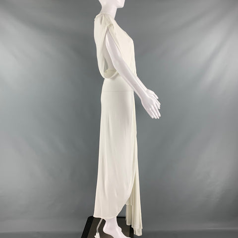 CHRISTOPHER ESBER Talla 6 Vestido largo drapeado de viscosa blanco