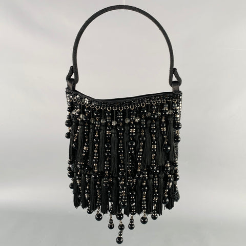 GIORGIO ARMANI Black Beaded Metal Mesh Evening Handbag