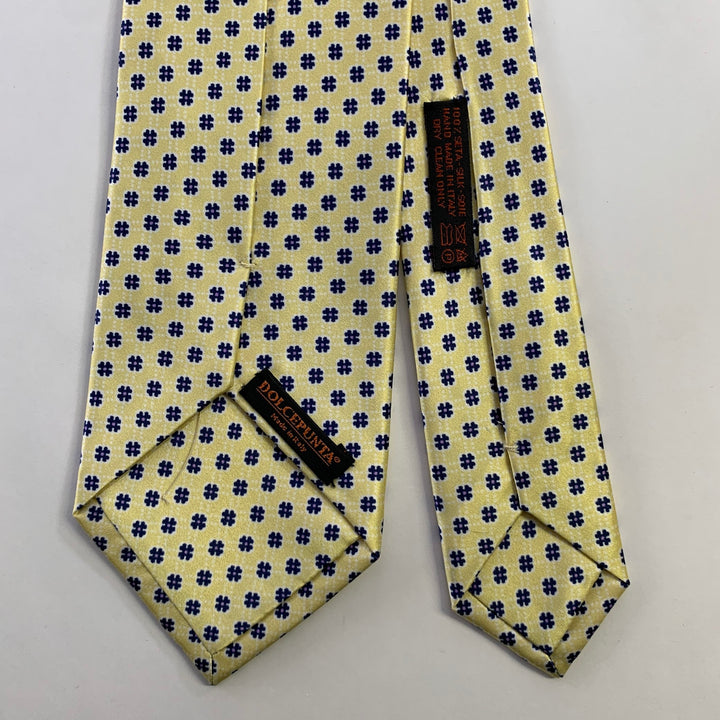 DOLCEPUNTA Light Yellow Blue Floral Silk Tie