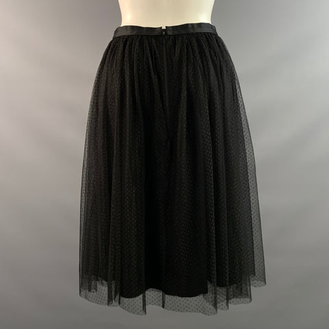 NEEDLE AND THREAD Size 4 Black Polyester Spotted Midi Skirt