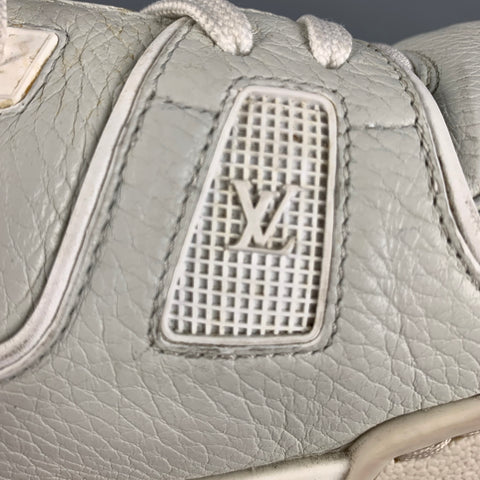 LOUIS VUITTON Taille 11,5 Baskets à lacets en cuir blanc cassé à matériaux mélangés
