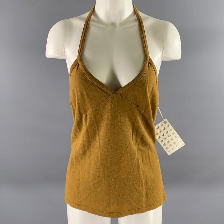 KHAITE Size L Brown Cotton Halter Top