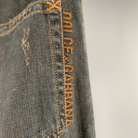 DOLCE & GABBANA Size 28 Grey Contrast Stitch Cotton Jeans