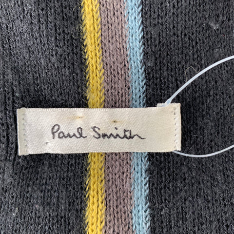 PAUL SMITH Black Multi Color Stripe Rib Knit Scarf
