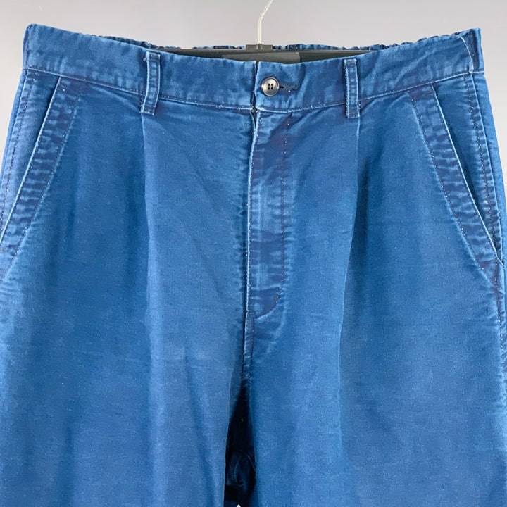 SAGE DE CRET Size M Indigo Cotton Pleated Elastic Waistband Casual Pants