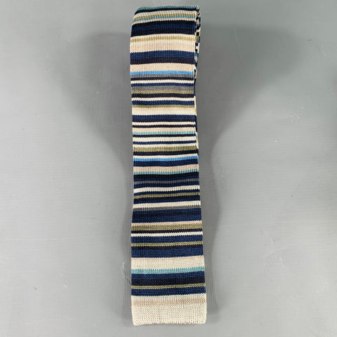 PAUL SMITH Multi Color Stripe Silk Knit Tie