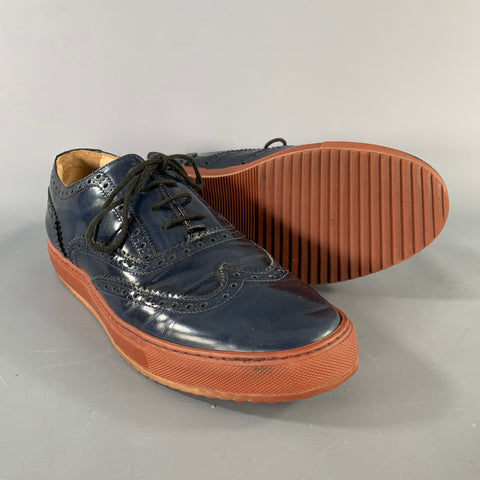 ARMANDO CABRAL Size 10 Blue Wingtip Leather Lace Up Lace Up Shoes