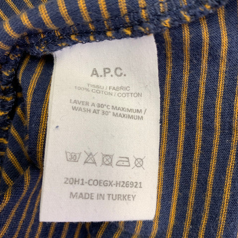 A.P.C. Size M Navy Yellow Stripe Cotton Crew-Neck T-shirt