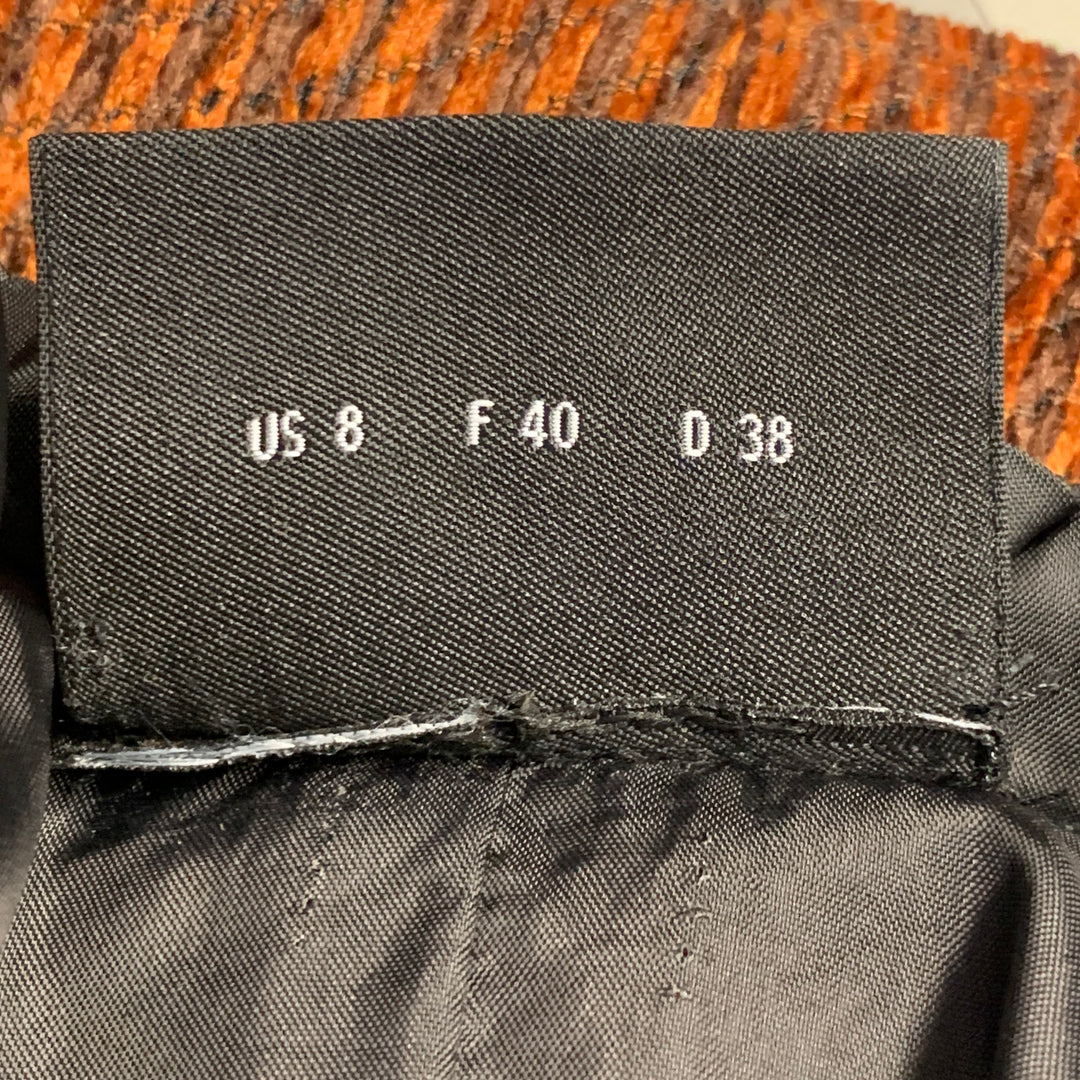 AKRIS Size 8 Orange Brown Polyester Cotton Velvet Leather Cuffs Jacket Blazer