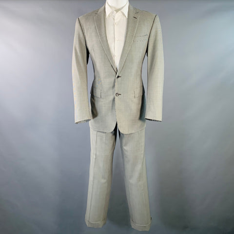 RALPH LAUREN Size 40 Regular Black Grey Houndstooth Wool Notch Lapel Suit
