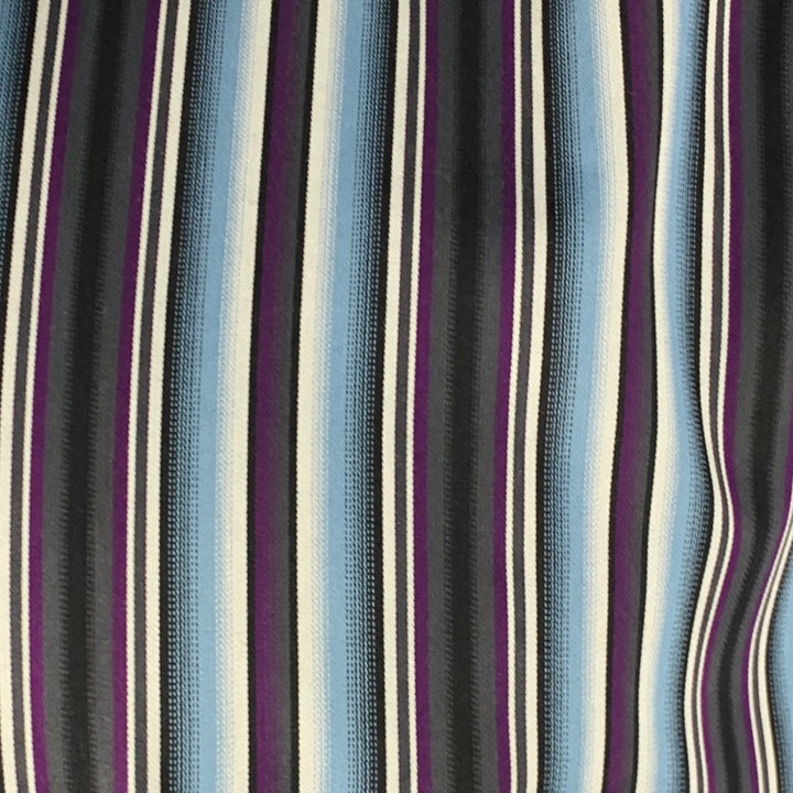 ETRO Taille L Chemise à manches longues boutonnée en coton à rayures bleues et violettes