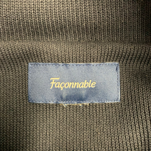 FACONNABLE Size L Navy Cotton 1/4 Zip Pullover