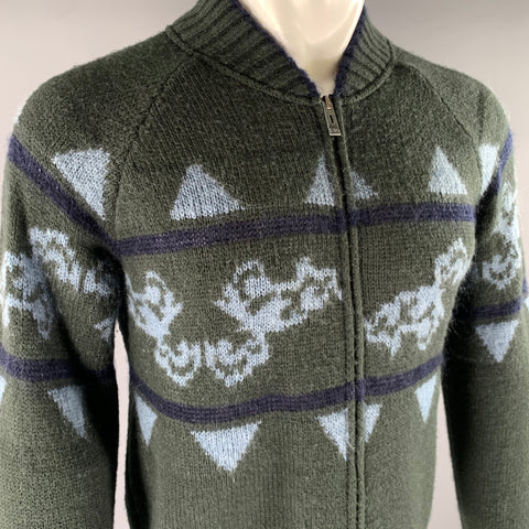 EMPORIO ARMANI Size S Blue Navy Grey Knit Acrylic Blend Sweater Bomber Jacket