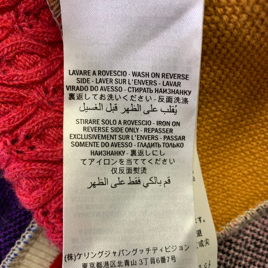 GUCCI Size XL Camel Wool Blend Patchwork Cardigan