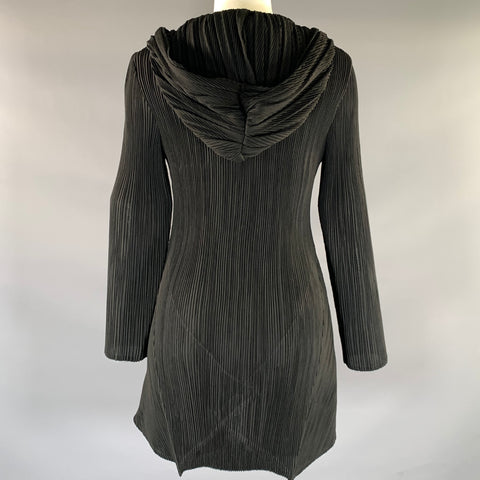 VANITE COUTURE Size One Size Black Polyester Pleated Hooded Pullover