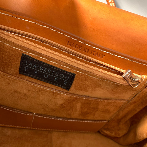 LAMBERTSON TRUEX Blue Brown Fur Purse