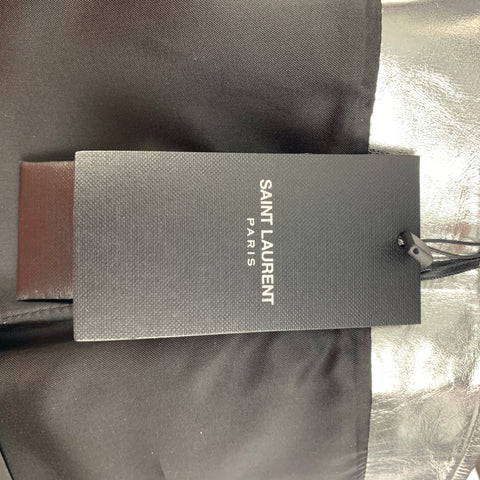 SAINT LAURENT 2022 Size 4 Silver Leather High Waist Mini Skirt