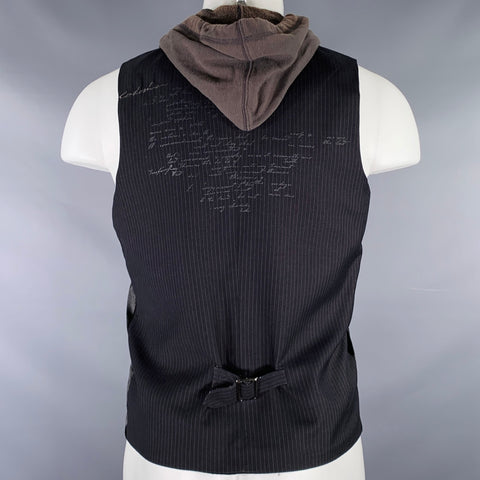 COHESIVE & CO. Size M Black Grey Pinstripe Cotton Vest