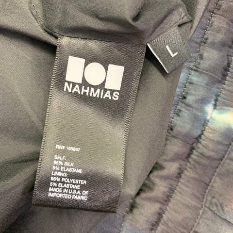 NAHMIAS Size L Black White Logo Silk Blend Joggers Shorts