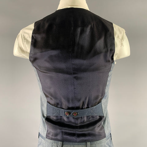 TED BAKER Size 36 Navy Grey Nailhead Viscose Polyester Blend Notch Lapel Suit