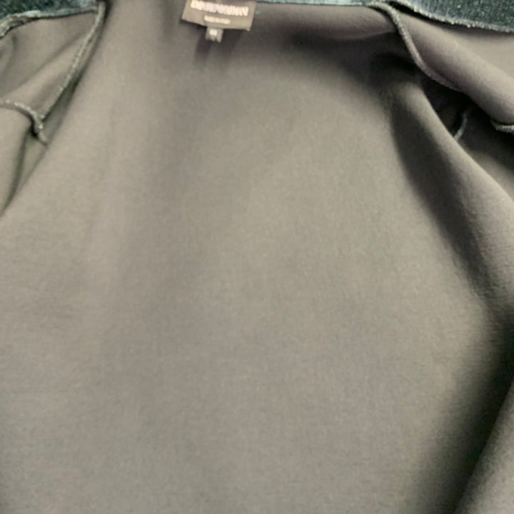 EMPORIO ARMANI Size 34 Green Blue Wool Viscose Blend Velvet Zip Up Jacket