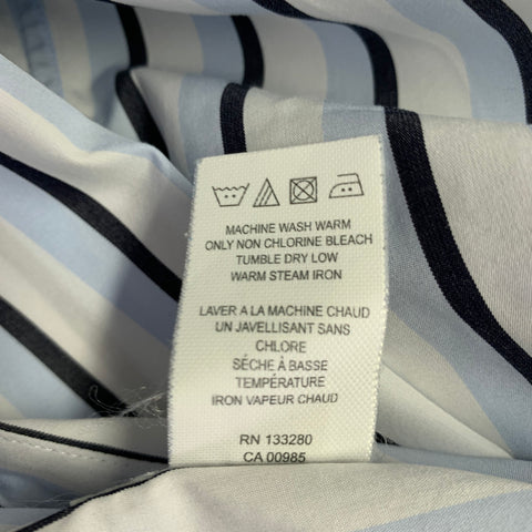 THOM BROWNE Size L White Black Blue Stripe Cotton One Pocket Long Sleeve Shirt
