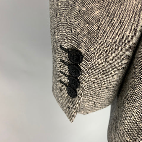 VERSACE COLLECTION Size 44 Heather Grey Black White Wool Sport Coat