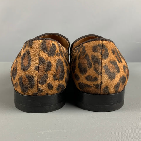 CHRISTIAN LOUBOUTIN Size 9 Brown Black Leopard  Print Velour Slip On Loafers